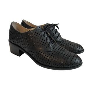 Louise Et Cie Heeled Oxford Comfort Perforated Black Leather Lace Up Women's 7 M
